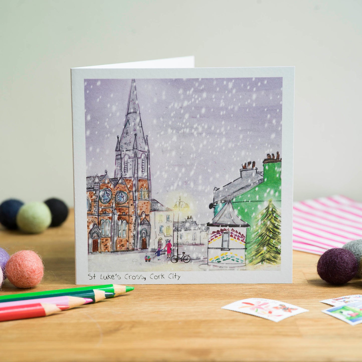 Winter Scene of St Lukes, Cork City Greeting Card