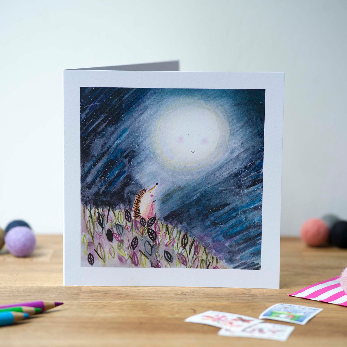 Hedgehog & Moon. Greeting Card