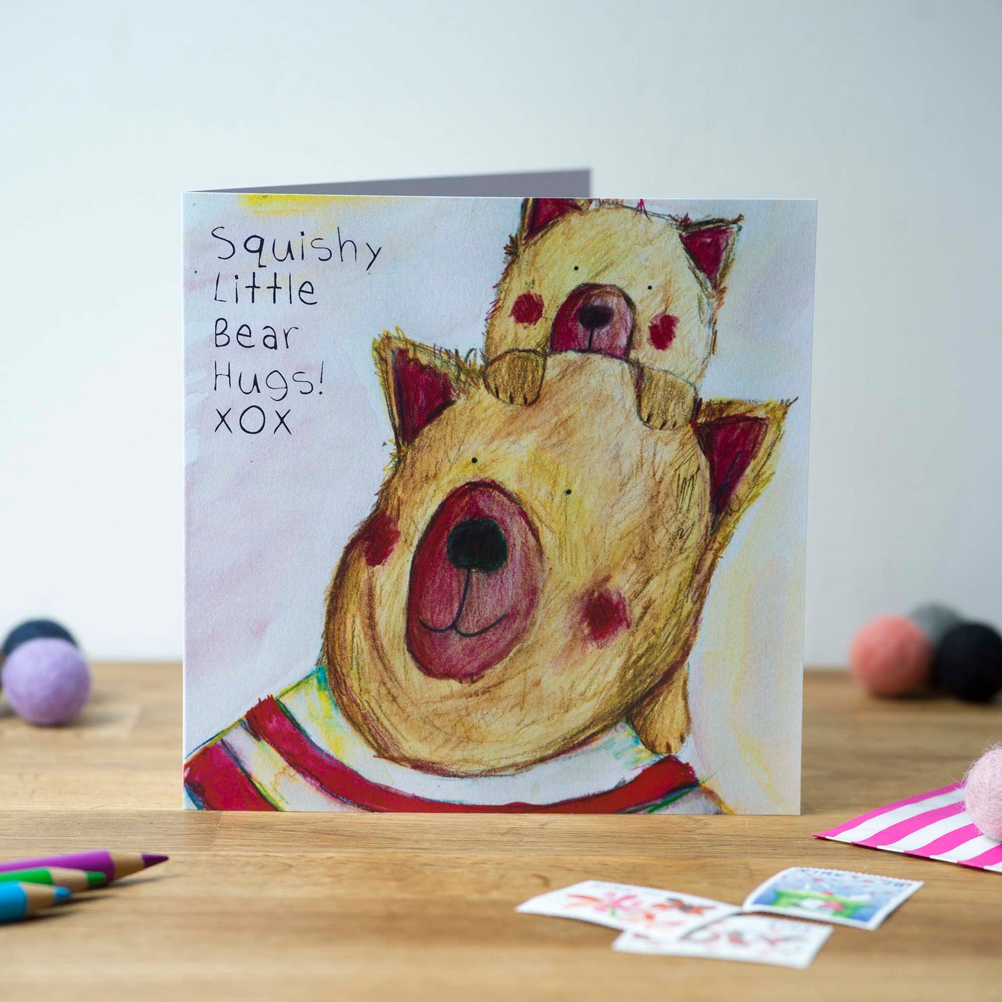 Squishy Bear Hugs. Greeting Card