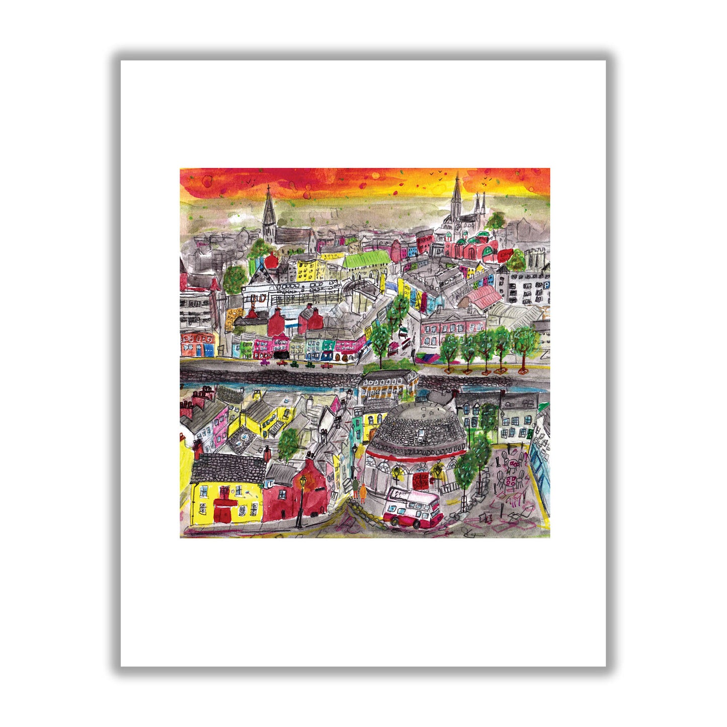 Rooftops of Cork City, Art Print