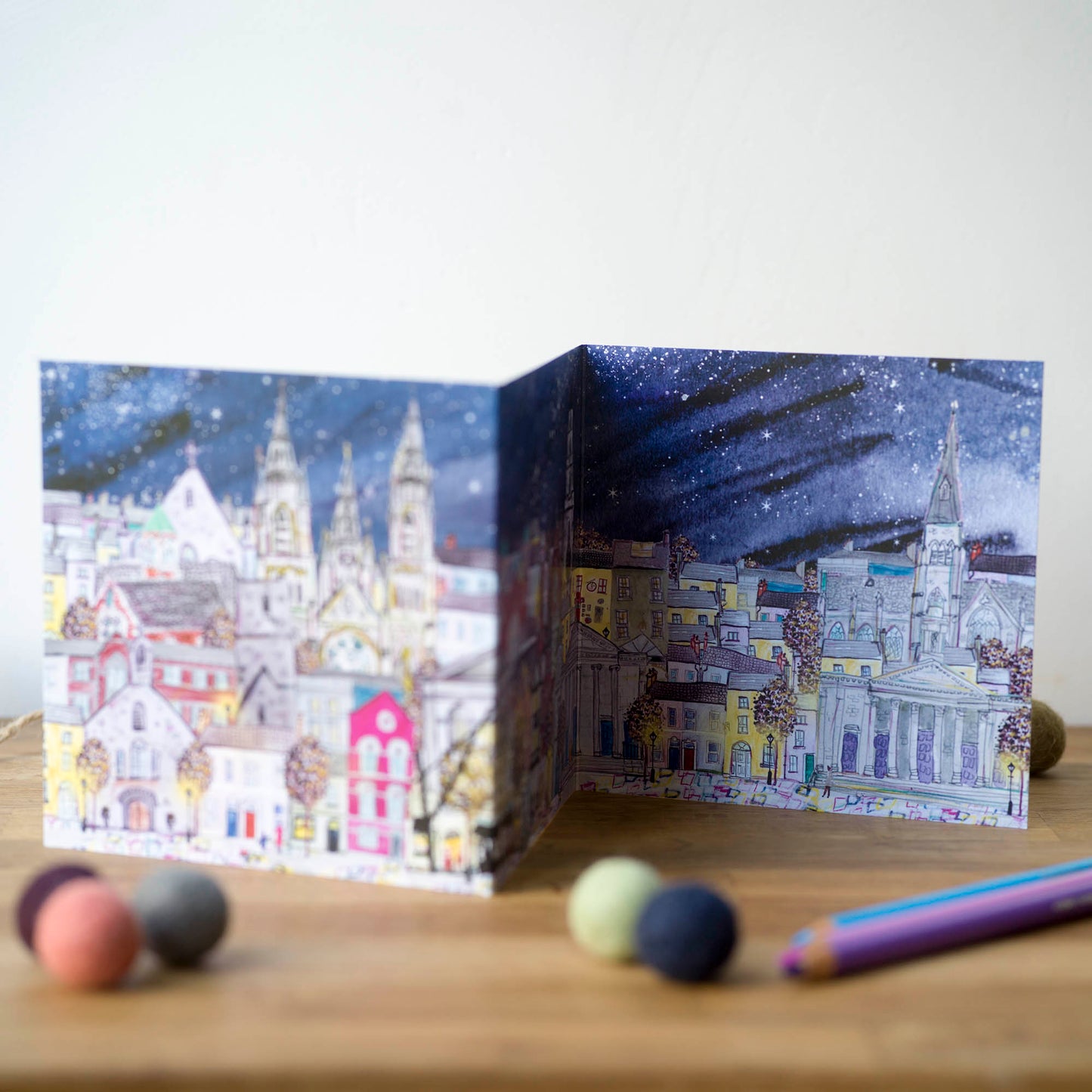 Under the Stars, Cork City, Concertina Greeting Card