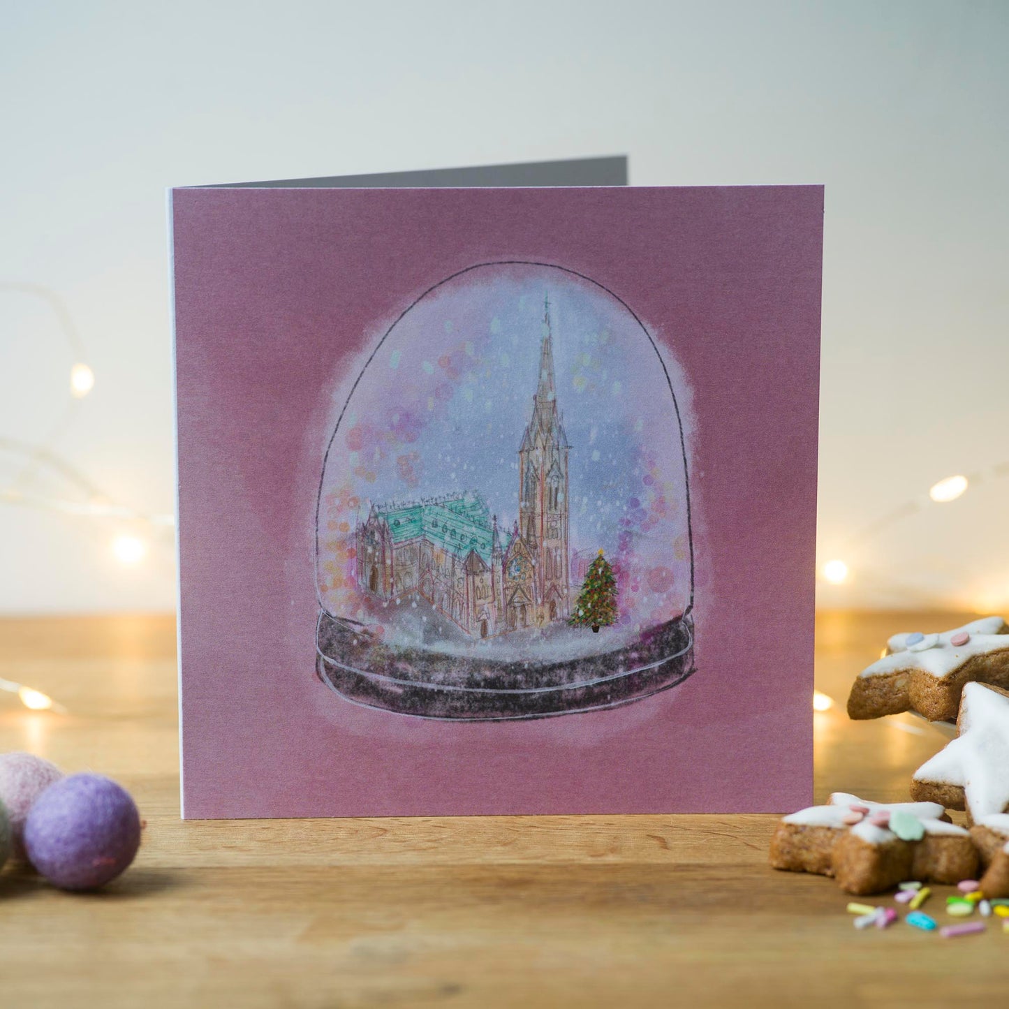 Cobh Cathedral Snow Globe, Greeting Card