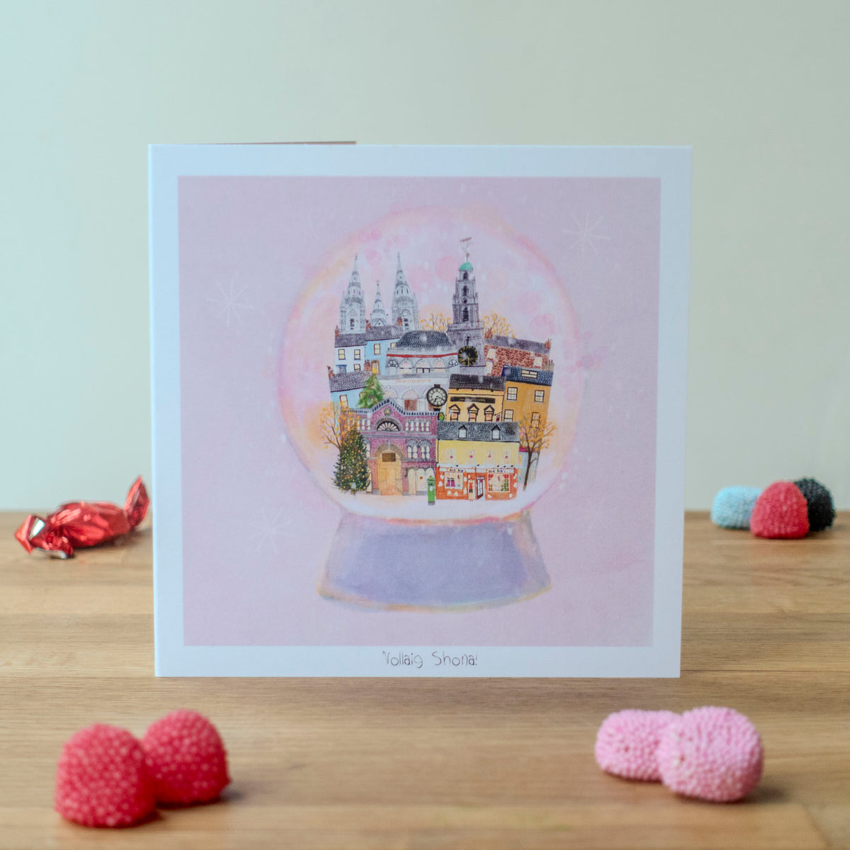 Cork City Snow Globe, Greeting Card