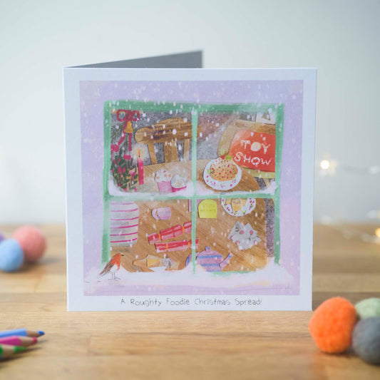 A Roughty Foodie Christmas Spread, Greeting Card